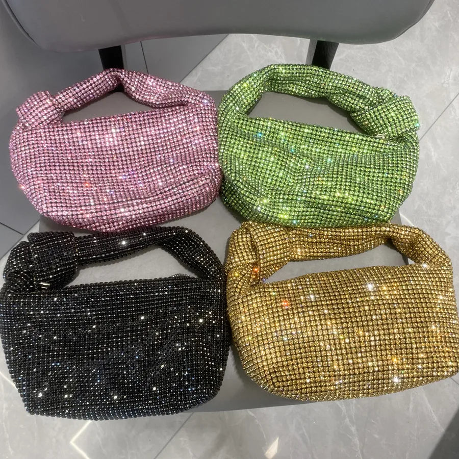 Women's Arylic Rhinestone Solid Color Streetwear Square Zipper Underarm Bag