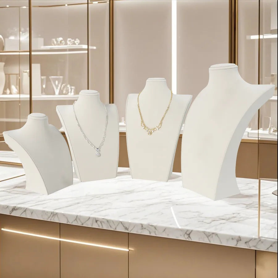 Jewelry Display Necklace Stand Matte Leather Portrait Neck Mannequin Display Window Ornament Accessory Premium Feeling