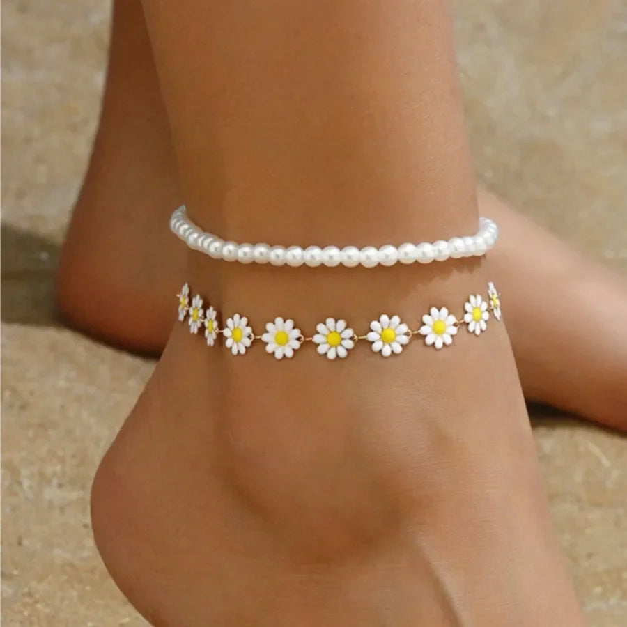 Summer Europe and the United States hot multi-style metal wind beaded foot decoration butterfly flower cherry water drop snake pendant anklet