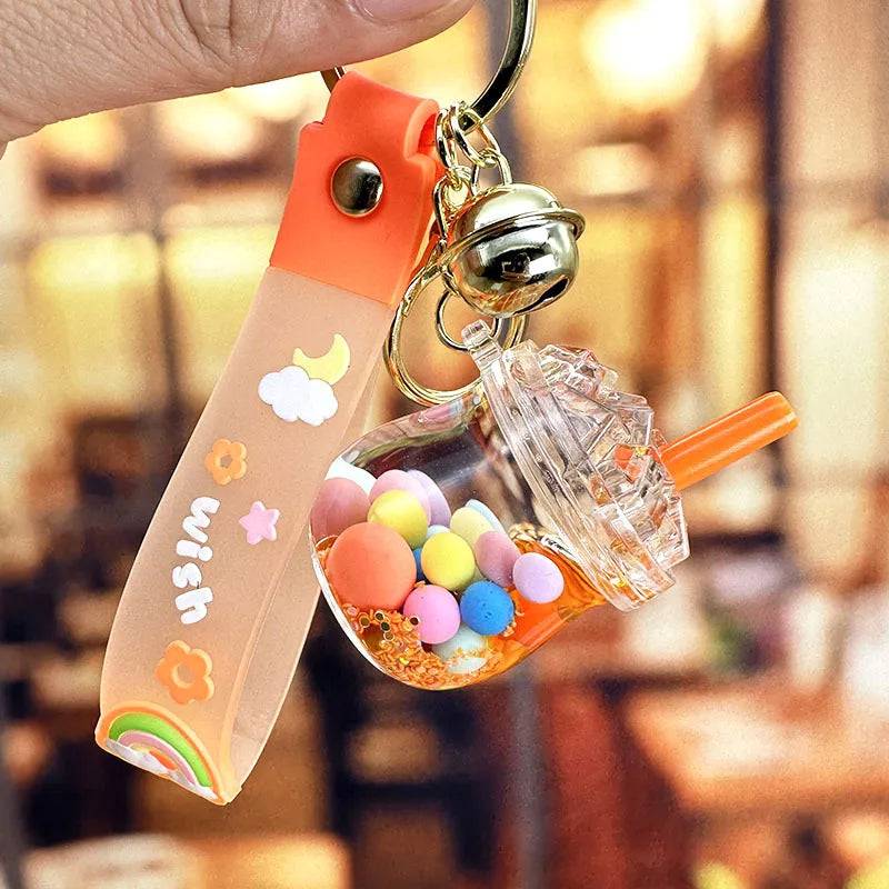 cartoon style cute cup arylic women's bag pendant keychain