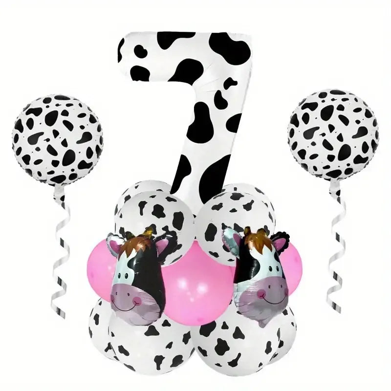 Casual Cute Cow Pattern Aluminum Film Birthday Festival Balloons