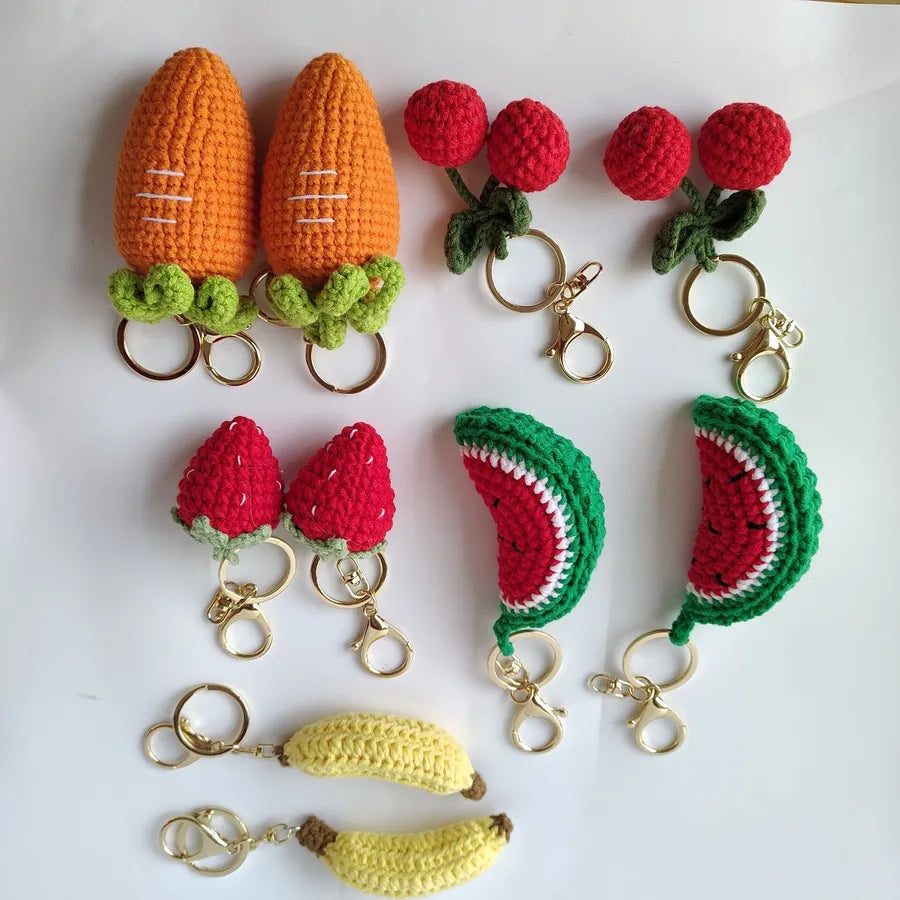 1 Piece Simple Style Fruit yarn Bag Pendant Keychain