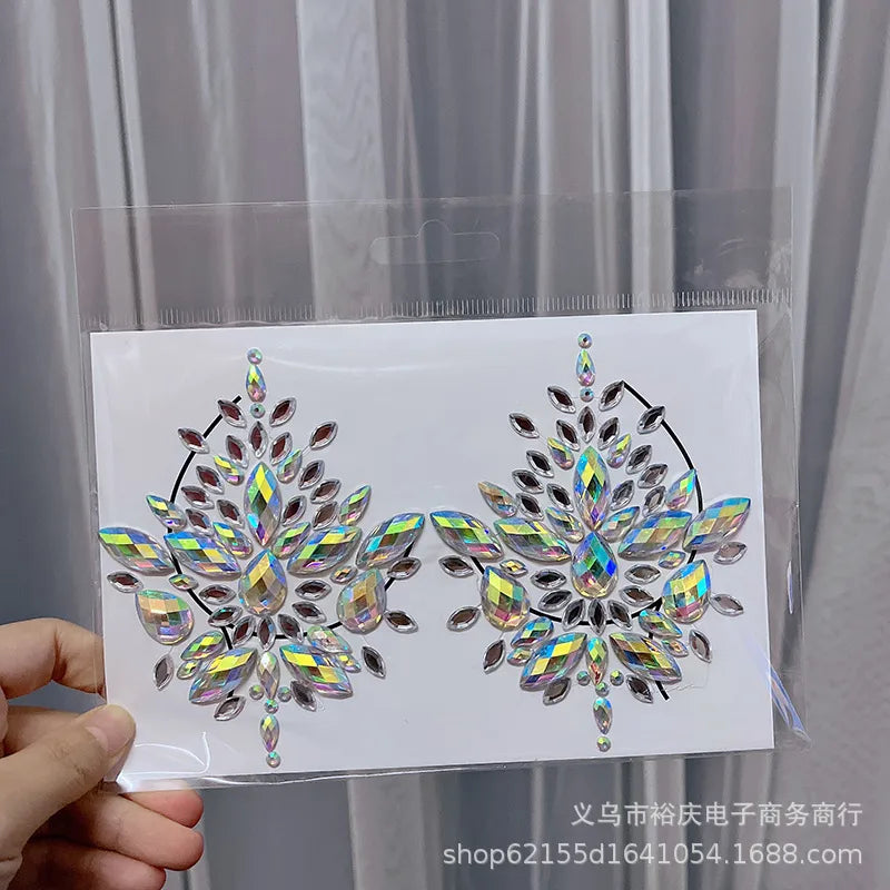 Halloween face stickers chest stickers body tattoo stickers resin acrylic Diamond stickers   tattoo stickers wholesale