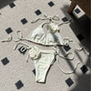 Women's Solid Color Flower 2 Pieces Set Bikinis Swimwear
