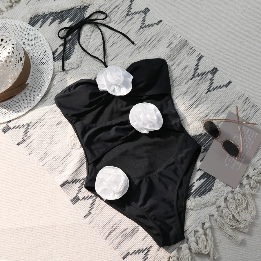 women's lady beach solid color 1 piece one piece swimwear