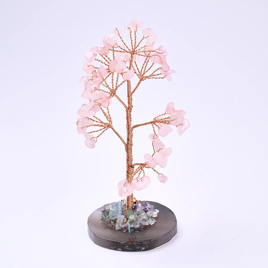 Elegant Handmade Simple Style Tree Natural Gemstone copper wire Ornaments Artificial Decorations