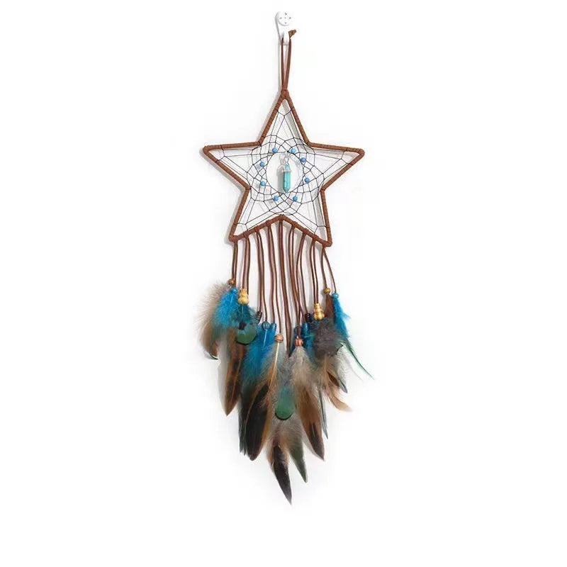 retro romantic pastoral star moon feather pendant artificial decorations
