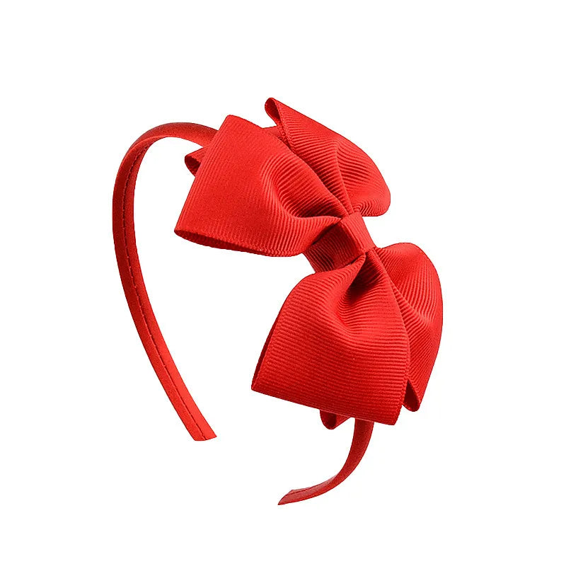 Popular  Kidsren's Pure Color Ribbed Rainbow Bow Head Buckle Small Fresh Versatile Girl Headband Hot Sale