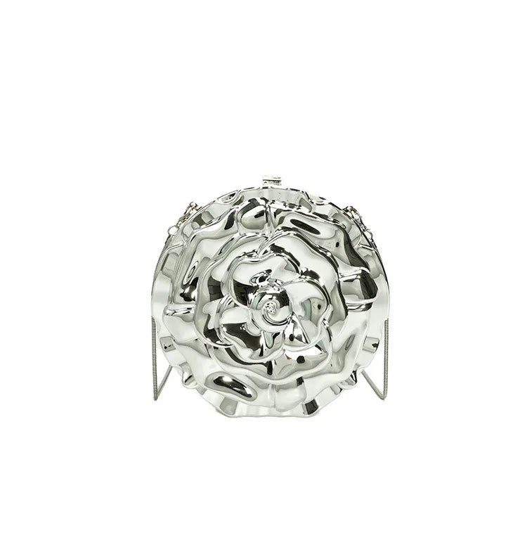 With Handle Gold With Handle Silver Not with Handle Gold Arylic Solid Color Round Evening Bags