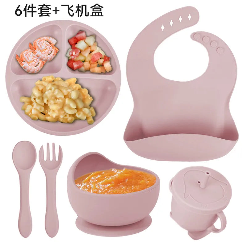 casual solid color silica gel tableware 1 set