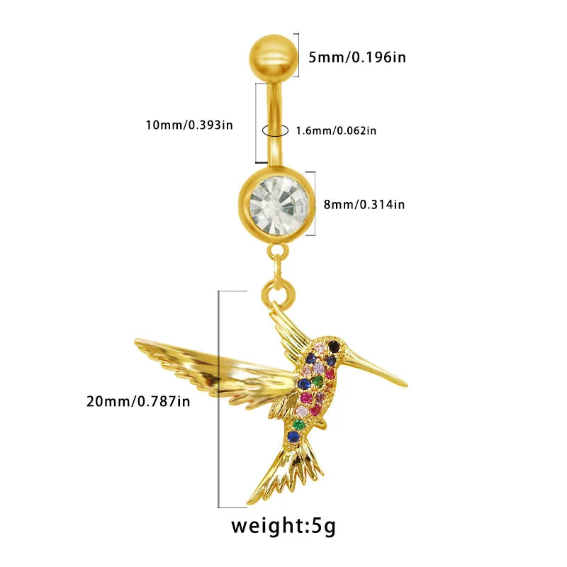 1 Piece Belly Rings Elegant Hawaiian Tropical Bear Cat Bow Knot 316 Stainless Steel  Alloy Inlay Resin Rhinestones Glass Gold Plated