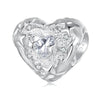 Aifule  Hot Delicate Heart Beaded S925 Sterling Silver White Gold Plated  DIY Heart-Shaped Ornament Beads