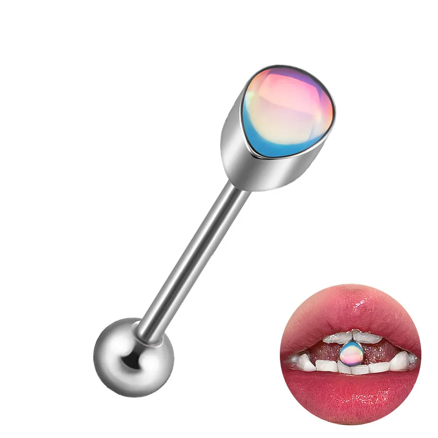 1 Piece Lip Rings Hip-Hop Cool Style Triangle Geometric Water Droplets 304 Stainless Steel Enamel Tongue Rings