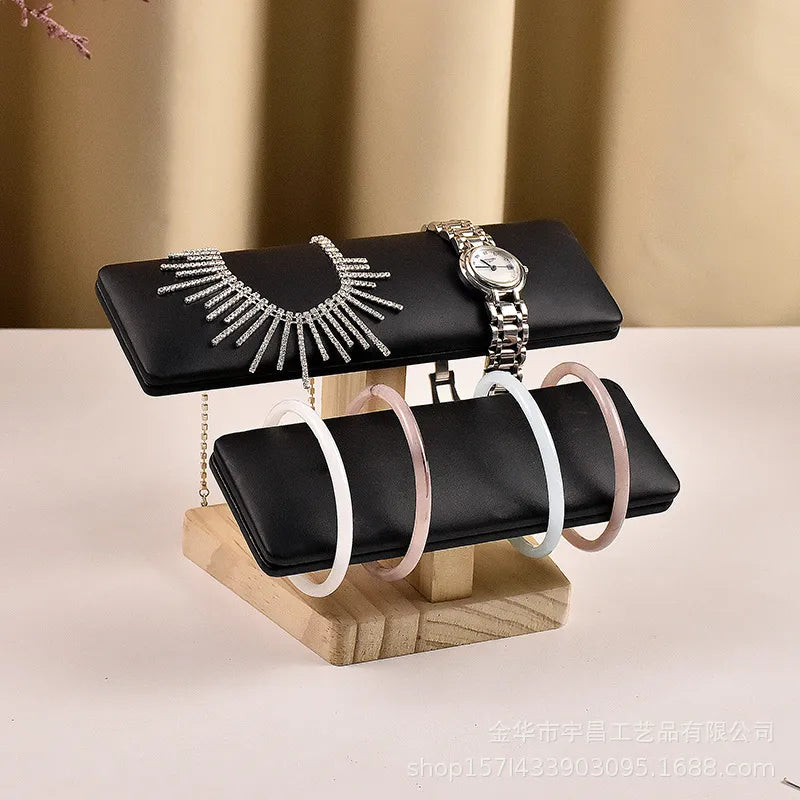 1 Piece Pu Leather solid wood Flannel Modern Style Simple Style Solid Color Jewelry Display Jewelry Rack