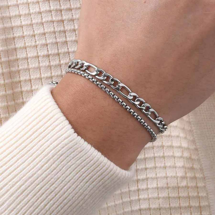 Vintage Style Classic Style Geometric 201 Stainless Steel Men's Bracelets Men Chain Bracelets