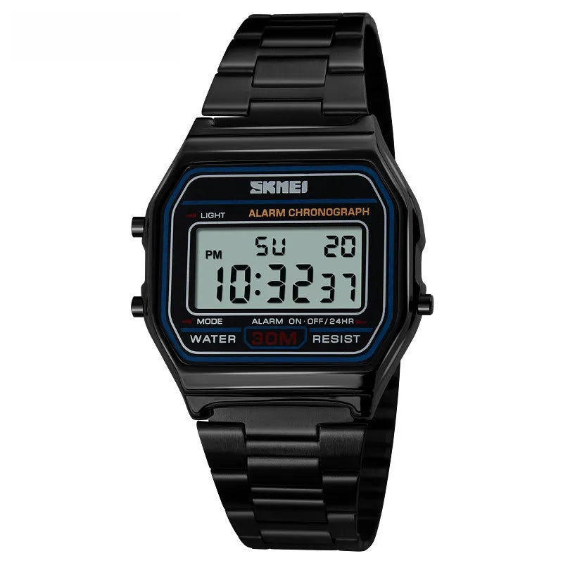 Time beauty men's retro business watch waterproof electronic watch trend fashion personality men's watch steel band thin wrist watch
