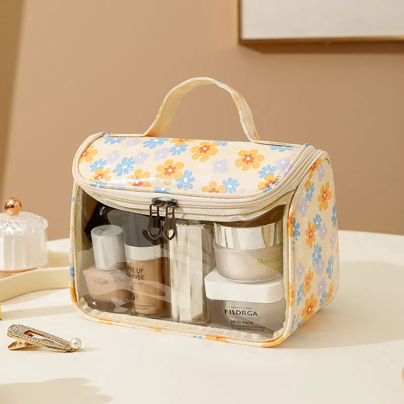 cute pastoral solid color pu leather makeup bags