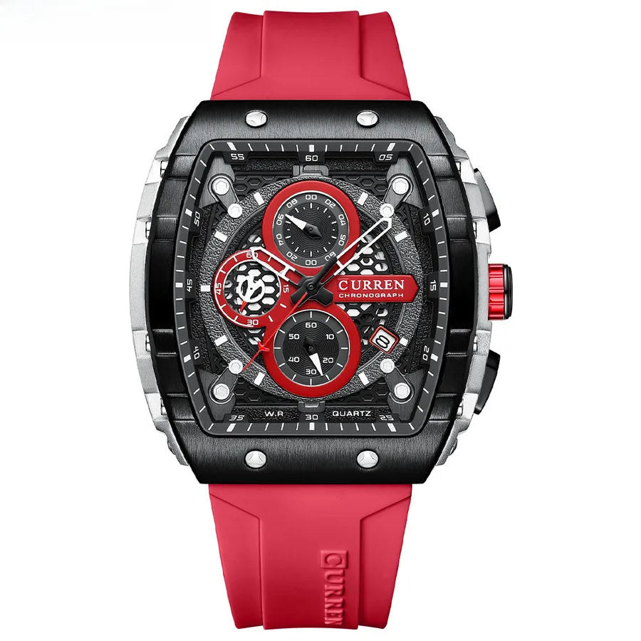 CURREN Karin 8442 Men's Waterproof Six-pin Quartz Calendar Tape Men's Multi-function Wristwatch Men's Watch
