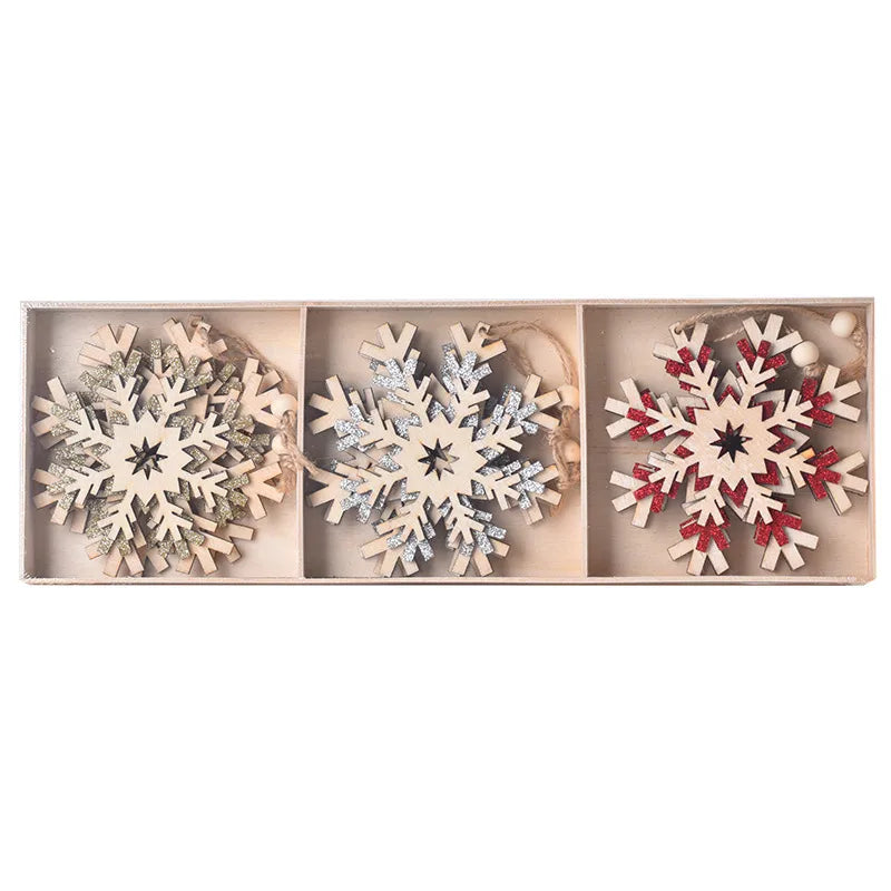 Christmas Cute Snowflake Wood Party Festival Hanging Ornaments