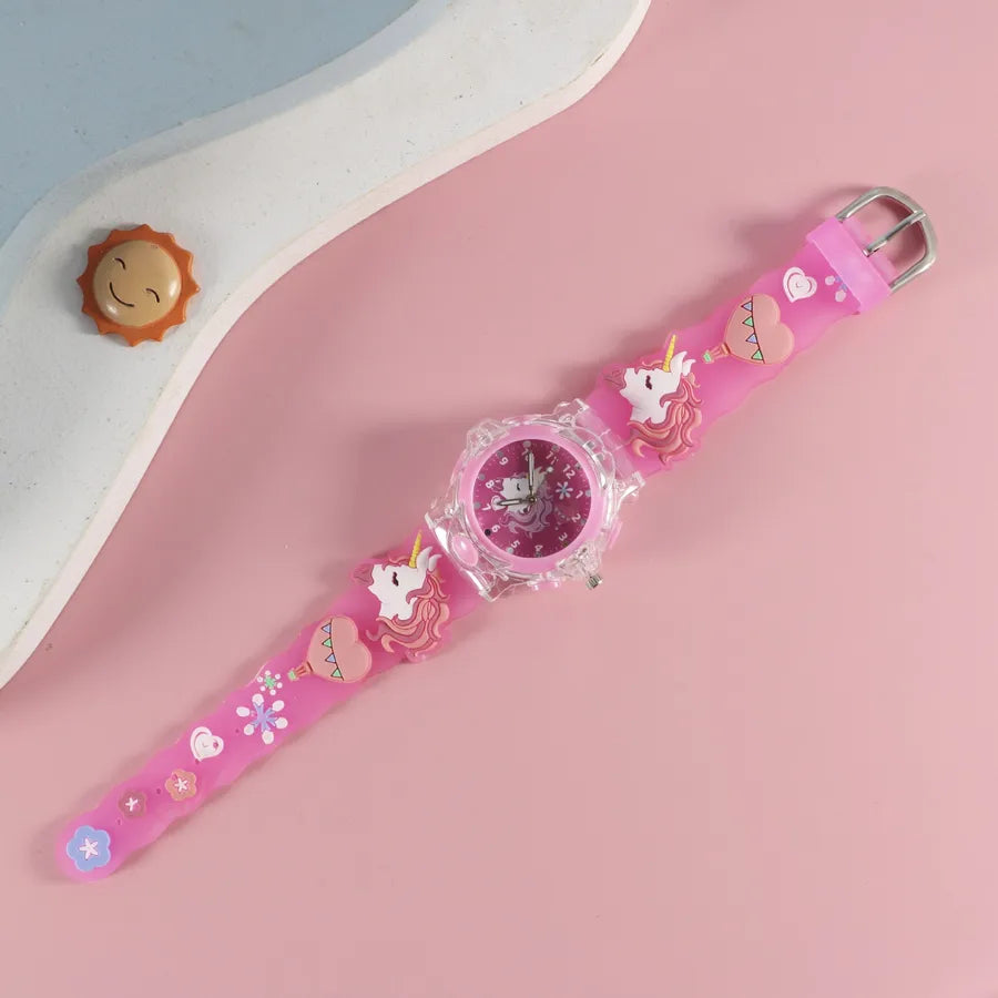 Children's Watch Creative Cartoon Quartz Color Shell Luminous Series Watch Primary School Boys and Girls 3D Viscose Watch