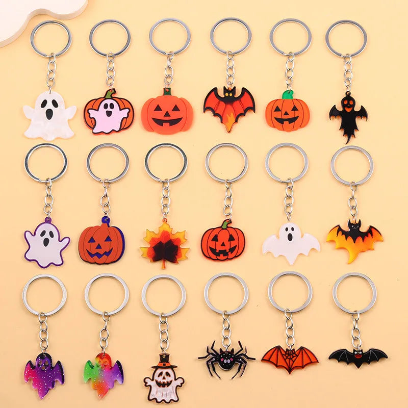 Cartoon Acrylic Keychain Color Block Spider Bat Design Cute Style Personality Hanging Ornament Accessories Halloween Series