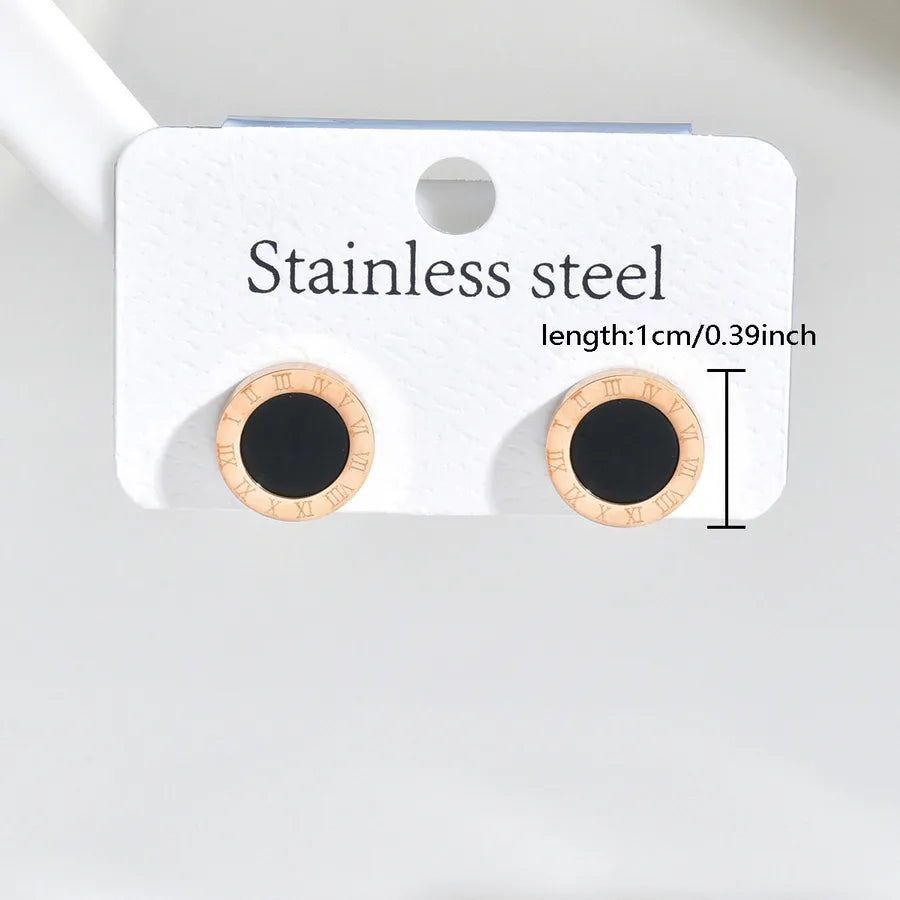1 Pair Casual Elegant Modern Style Round Square Flower 316 Stainless Steel  Ear Studs