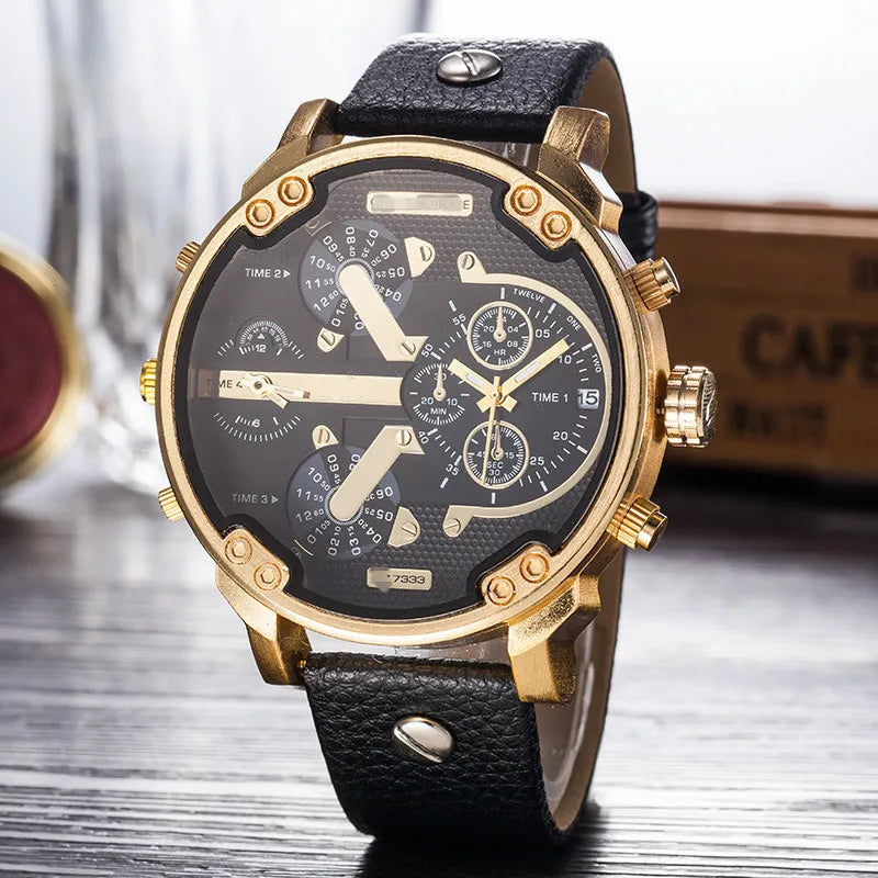 classic style commute color block single folding buckle quartz men's watches