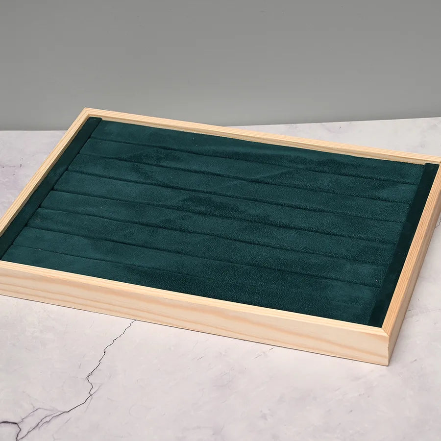 Rectangular Jewelry Display Stand Storage Box Earring Ring Bracelet Ring Holder Artificial Wood Velvet Handmade Simple Style