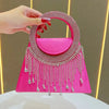 Elegant Diamond Embedded Women's Evening Bag Fashionable Crossbody Handbag High-End Sensation Bride Handbag Square Shape Polyester Material