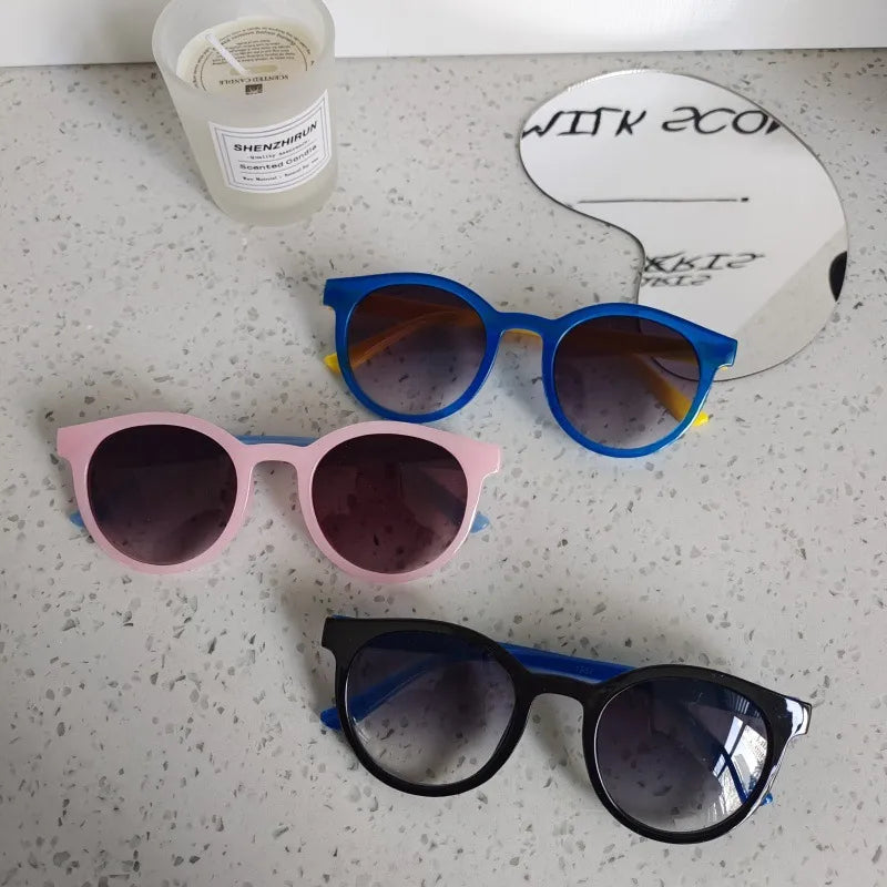 Simple Style Classic Style Solid Color UV400 Protection Resin Round Frame Full Frame Kids Sunglasses