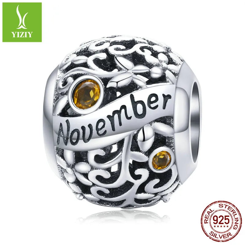 1 Piece 925 Sterling Silver Birthstone Solid Color Jewelry Accessories