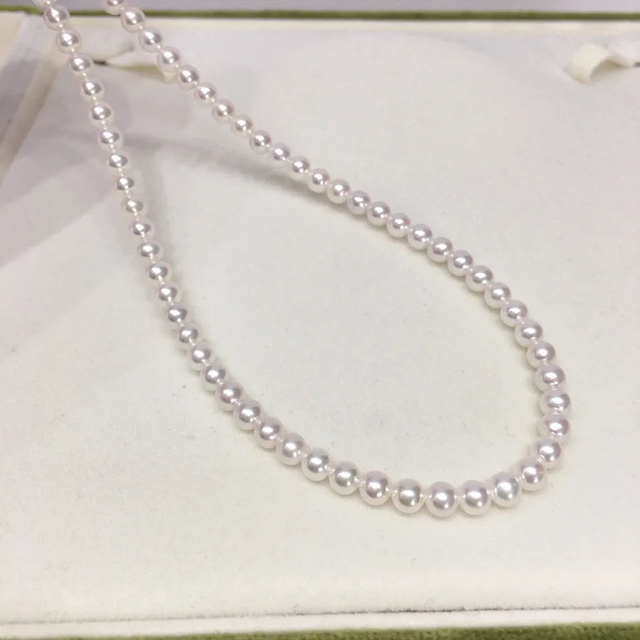 Zhuji Pearl High Brightness Near Round Natural Freshwater Pearl baby Bead Chain Small Rice Bead Pearl Necklace Jewelry Wholesale