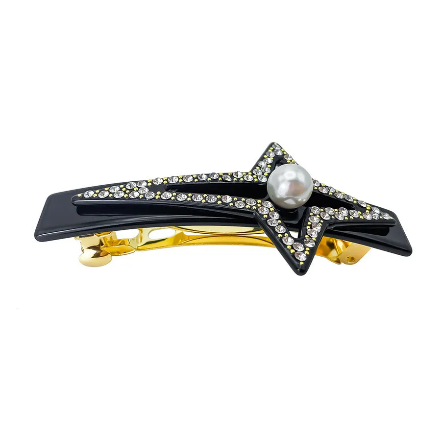 Elegant Pearl Hair Clip With Crystals Creative Star Fragments For Women Simple Fashionable Acetate Fiber Hair Accessories