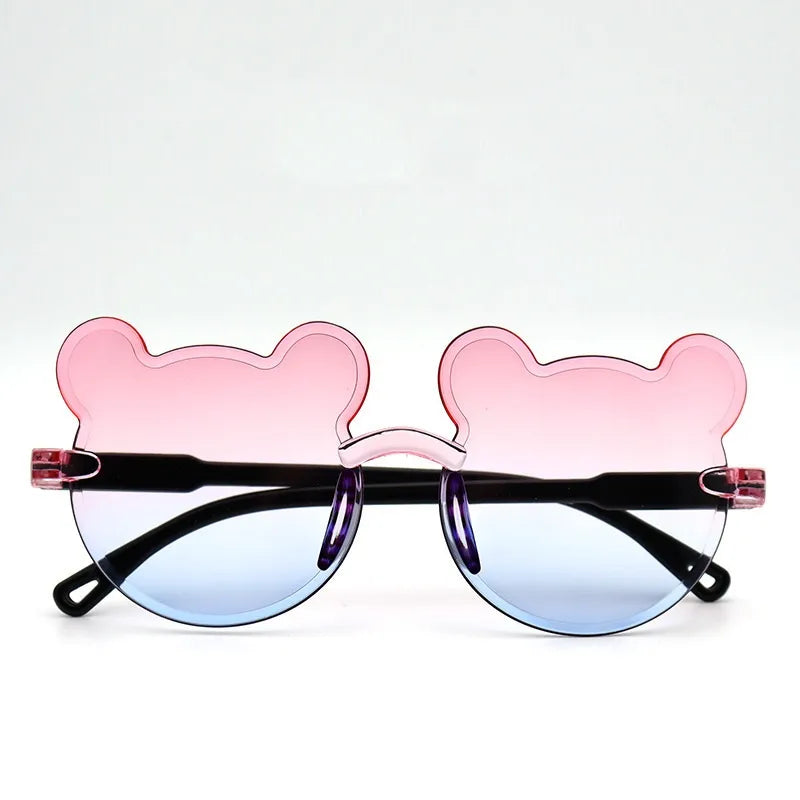 Cartoon Style Cute Sweet Bear PC UV400 Protection Special-Shaped Mirror Frameless Kids Sunglasses