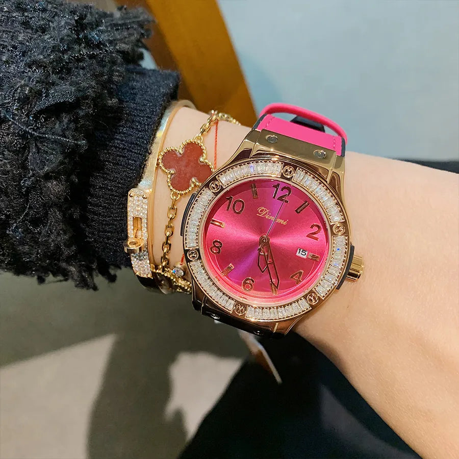 Elegant Solid Color Jewelry Buckle Quartz Watch Women's Watches