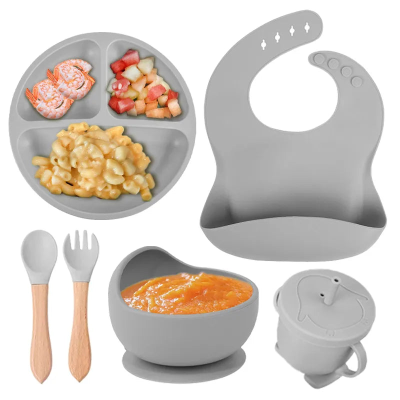 casual solid color silica gel tableware 1 set