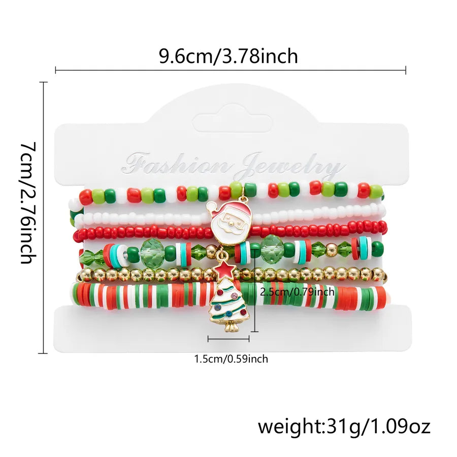 Handmade Christmas Themed Beaded Bracelet Set For Women Soft Clay Snowflake Letter Bracelets  Style