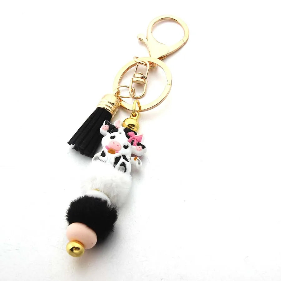 Cute Hairball Cattle Silica Gel Unisex Keychain