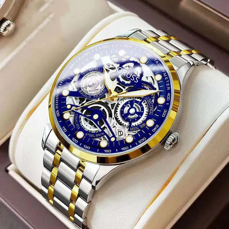 business geometric single folding buckle quartz men's watches