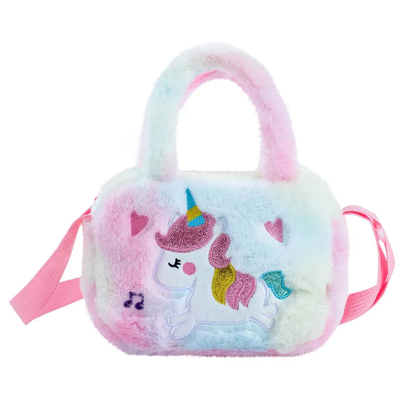 New Shoulder Bag Kindergarten Girls Crossbody Small Square Bag Cute Handbag Children's Cartoon  Plush Square