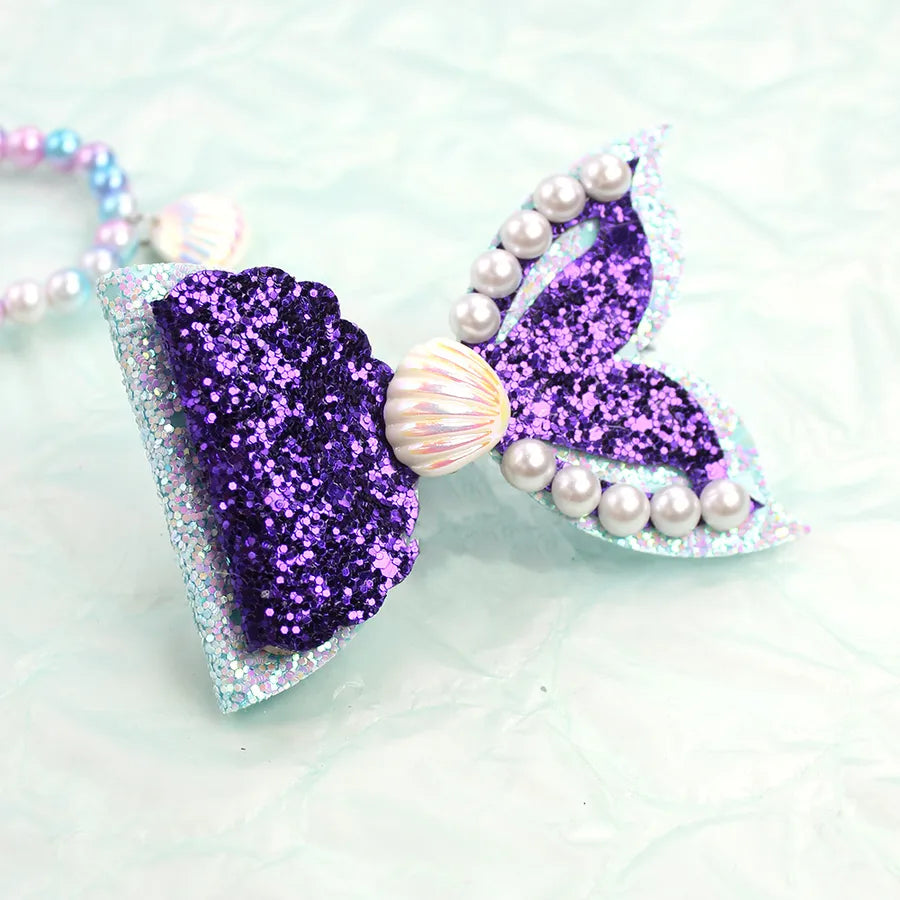 Amazon's Hottest Mermaid Princess Glitter Bow Shell Pearl Children's Girl Cute Hairpin