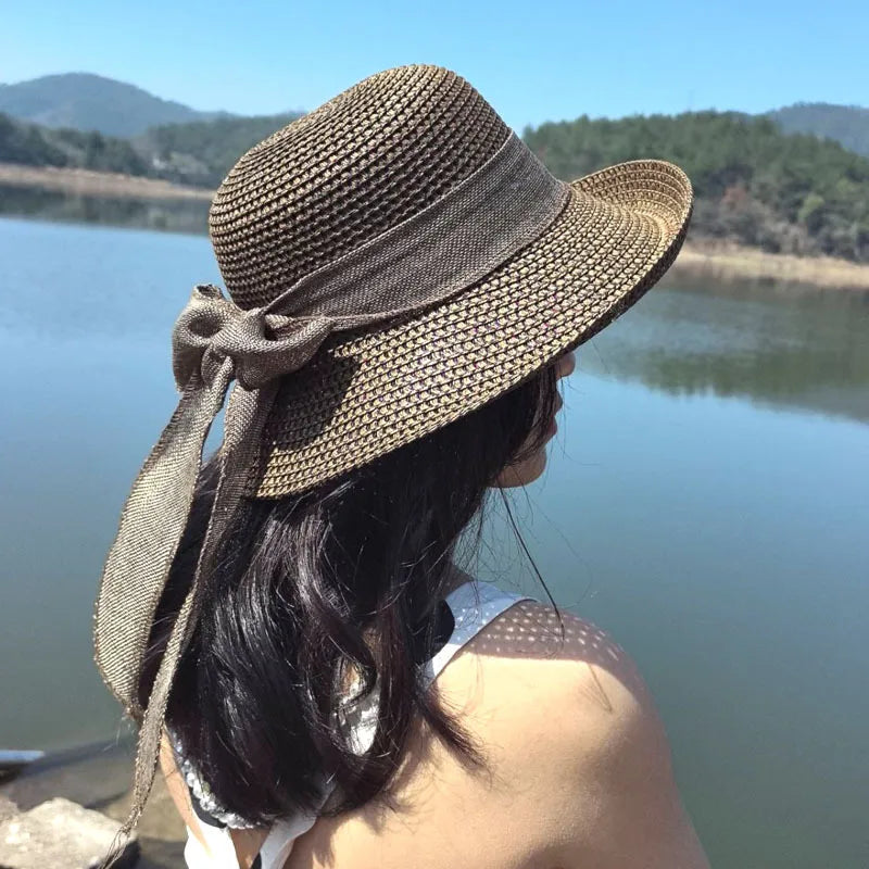 Women's Elegant Basic Solid Color Big Eaves Straw Hat
