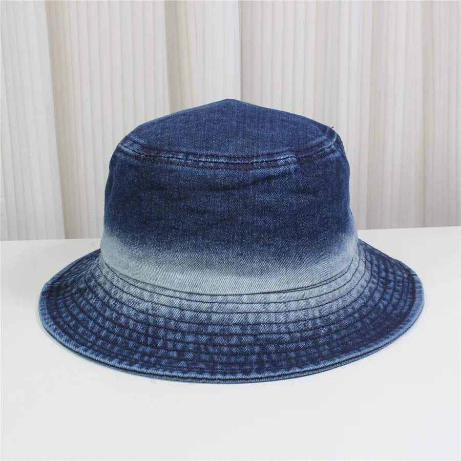 Retro New Style Denim Fishing Cap Women's Harajuku Sun Protection Bucket Hat Cuffed Tear Design Casual Versatile Streetwear