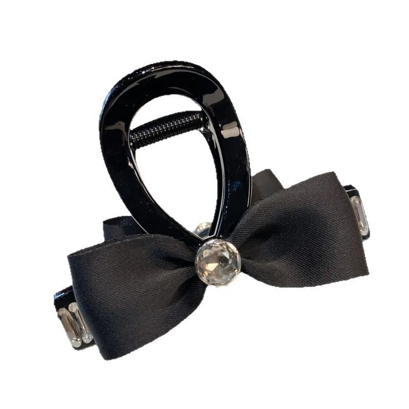 Black Fabric Medium Butterfly Knot Hair Clip Sweet Half Updo Hair Clip Women's Headwear Casual Style Hair Accessories