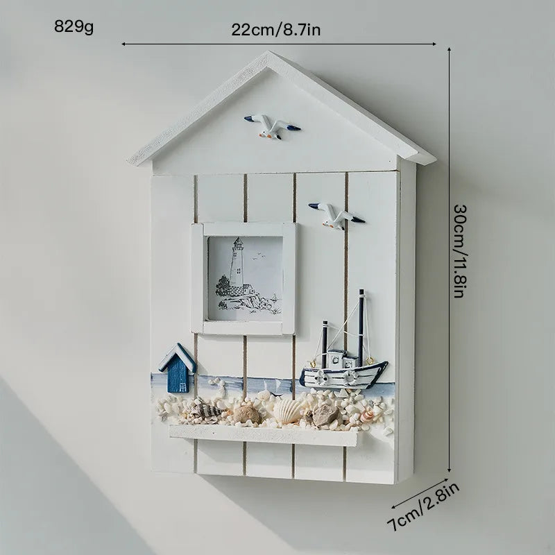 Marine Style Simple Style Tower Starfish Bird Density plate Wood pendant Wall Art