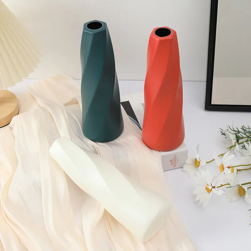 Simple Style Waves Plastic Vase Artificial Decorations