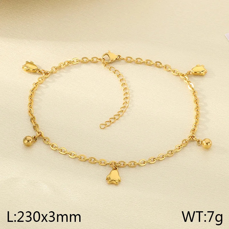 Wholesale Jewelry IG Style Vintage Style Star Moon Cherry 304 Stainless Steel 18K Gold Plated Anklet