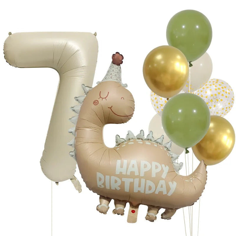 Birthday Cartoon Style Dinosaur Number Aluminum Film Home Birthday Festival Balloons