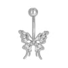 1 Piece Belly Rings Casual Lady Romantic Butterfly 316L Stainless Steel  Inlay Zircon 14K Gold Plated
