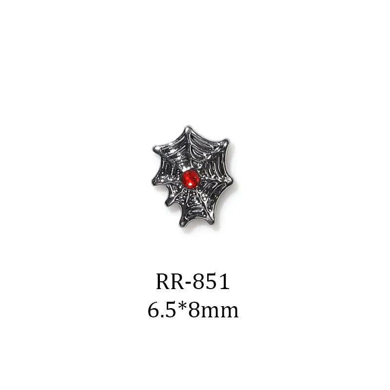 Halloween Manicure Spider Web Alloy Ornament Retro Dark Wind Spider Skull Hand Manicure DIY Accessories Wholesale